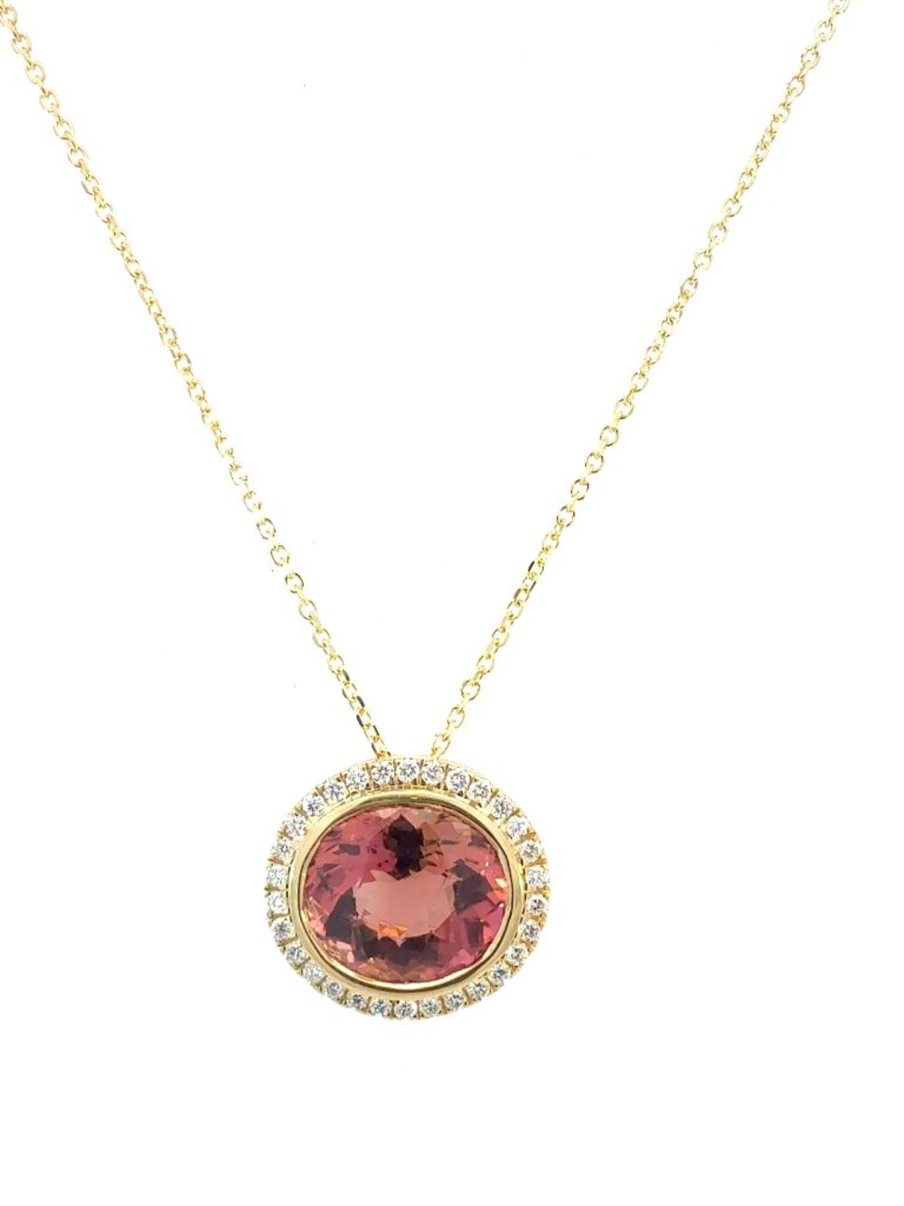 Natural Tourmaline Diamond Pendant 17" 14k Gold 6.93 TCW Certified $4,950 604479